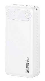 USAMS power bank CD251 με οθόνη, 3x θύρες εξόδου, 20000mAh, PD20W, λευκό 20KCD25102