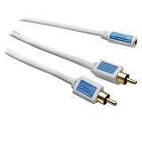 G&BL Audio Cable, Jack 3,5mm socket  - 2xRCA plug, Stereo, Shielded,  Gold plated, White, L.0,20 m