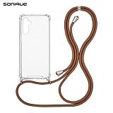 Θήκη Σιλικόνης με Κορδόνι Sonique Armor Clear Samsung Galaxy A14 4G / Galaxy A14 5G Καφέ