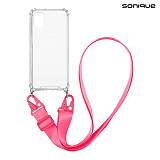 Θήκη Σιλικόνης με Strap Sonique Armor Clear Samsung Galaxy A31 Φούξια
