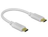 DELOCK καλώδιο USB-C 85357, 100W PD, 5A, 15cm, E-Marker, λευκό 85357