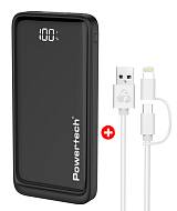 POWERTECH power bank PT-1326 με οθόνη & MFi καλώδιο USB σε Micro/Lightning, 10000mAh BNDL-0197