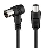 POWERTECH καλώδιο κεραίας RF αρσενικό - RF θηλυκό CAB-V041, γωνιακό, μαύρο, 1.5m CAB-V041