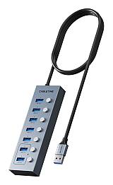 CABLETIME USB hub CT-HUBU7-AG, 7x θυρών, 5Gbps, USB σύνδεση, 1m, γκρι CT-HUBU7-AG