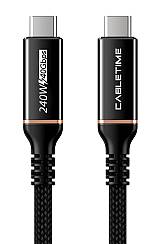 CABLETIME καλώδιο USB-C σε USB-C CT-USB4, 240W, 40Gbps, 8K/60Hz, USB4, 1m, μαύρο CT-USB4-AB1