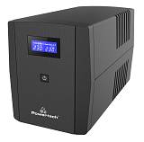 POWERTECH UPS Line Interactive PT-1297 με οθόνη, 1500VA, 900W, 4x Schuko, 2x RJ45/RJ11, USB Type B PT-1297