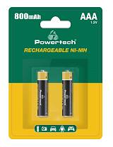 POWERTECH επαναφορτιζόμενες μπαταρίες NI-MH PT-1403, AAA, 800mah, 1.2V, 2τμχ PT-1403
