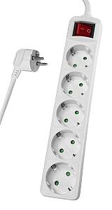 POWERTECH πολύπριζο PT-876, 5x schuko, 16A, 3m, λευκό PT-876