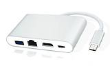 POWERTECH docking station PTH-085, 4 θυρών, USB-C, 100W PD, 4K, γκρι PTH-085