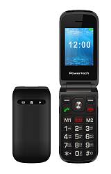 POWERTECH κινητό τηλέφωνο Milly Flip V2, 2.4", dual SIM, πλήκτρο SOS, μαύρο PTM-38