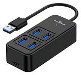 POWERTECH USB 3.2 hub PTR-0153, 4x θυρών, 5Gbps, USB σύνδεση, μαύρο PTR-0153