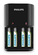 PHILIPS φορτιστής μπαταριών AA & AΑΑ NiMH SCB1450NB με 4x AAA, μαύρος SCB1450NB-12