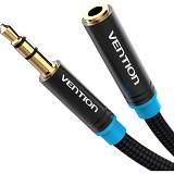 VENTION Cotton Braided 3.5mm Audio Extension Cable 2M Black Metal Type (VAB-B06-B200-M) (VENVAB-B06-B200-M)