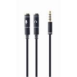 Cablexpert Cca-417m Adapter Stereo Mini Jack (M) 4-pin -> 2x Mini Jack (F), Metal Connectors (CCA-417M) (GEMCCA-417M)