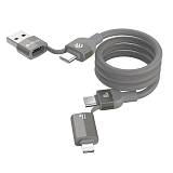 Καλώδιο Σύνδεσης USB 2.0 4 σε 1 Woven Magnetic Devia EC655 USB A & USB C σε USB C & Lightning PD 60W & 27W 1.5m Ultra 2 Τιτάνιο