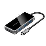 VENTION USB-C to HDMI/USB 3.0x3/SD/TF/PD Docking Station 0.15M Gray Mirrored Surface Type (TFMHB) (VENTFMHB)