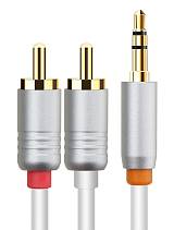 CABLETIME καλώδιο ήχου 3.5mm σε 2x RCA CT-AV314-P12G, 1m, λευκό CT-AV314-P12G-W1