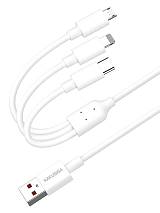 KAKUSIGA καλώδιο USB σε USB-C/Lightning/Micro USB KSC-1021, 5A, 1.2m, λευκό KSC-1021