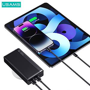 USAMS power bank US-CD205, 2x USB θύρες εξόδου, 10000mAh, 10W, λευκό 10KCD20502