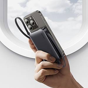 USAMS power bank CD228 με 2x καλώδια, 2x θύρες εξόδου, 10000mAh, 20W, γκρι 10KCD22801