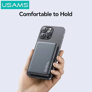 USAMS power bank CD242, magnetic wireless, USB-C έξοδος, 10000mAh, 20W, γκρι 10KCD24201