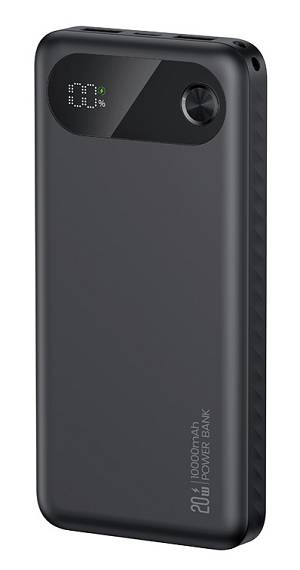 USAMS power bank CD249 με οθόνη, 3x θύρες εξόδου, 10000mAh, PD20W, μαύρο 10KCD24901