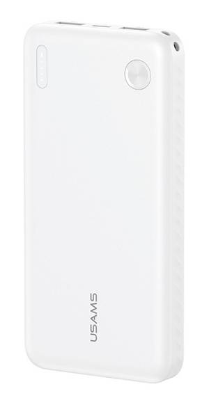USAMS power bank CD253, 2x θύρες εξόδου, 10000mAh, 10W, λευκό 10KCD25302