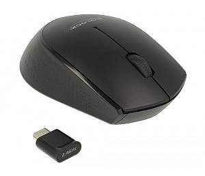 DELOCK ασύρματο ποντίκι 12526, Οπτικό, USB-C receiver, 3-button, μαύρο 12526