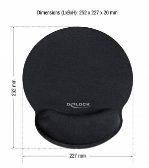 DELOCK Mousepad 12559 με στήριγμα καρπού, 252 x 227mm, μαύρο 12559
