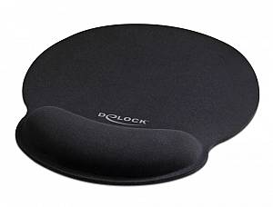 DELOCK Mousepad 12559 με στήριγμα καρπού, 252 x 227mm, μαύρο 12559