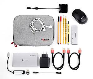 DELOCK θήκη οργάνωσης αξεσουάρ 18412, 23.5x17.5x6cm, υδροαπωθητική, γκρι 18412