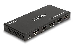 DELOCK HDMI splitter 18652 με downscaler πλήκτρο, 4 σε 1, 4K/60Hz, μαύρο 18652