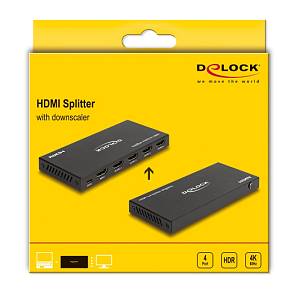 DELOCK HDMI splitter 18652 με downscaler πλήκτρο, 4 σε 1, 4K/60Hz, μαύρο 18652