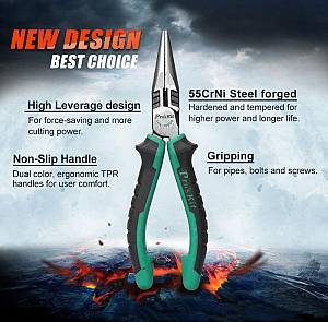 PROSKIT μυτοτσίμπιδο 1PK-709DS με αντιολισθητικές λαβές, 166mm 1PK-709DS