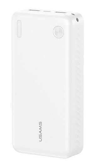 USAMS power bank CD254, 2x θύρες εξόδου, 20000mAh, 10W, λευκό 20KCD25402