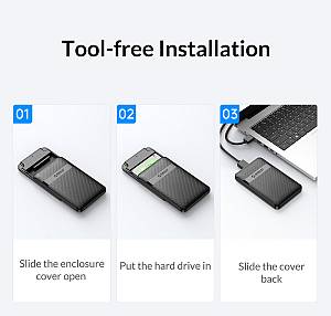 ORICO θήκη για 2.5 SATA HDD/SSD 2577C3-V1, 6Gbps, μαύρη 2577C3-V1-BK-EP