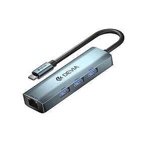 Devia - Adapter HUB USB-C 3.1 to 3x USB 3.0 deep gray