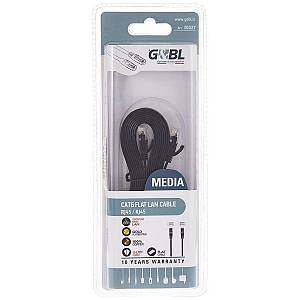 G&BL CAT 6 Network Cable U/UTP, Flat, 30AWG, Pure Copper, Black, L.3,0 m