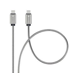Forcell - Μεταλικό Καλώδιο Type C σε Type C PD QC4.0 3A 60W 1μέτρο Ασημί (C237)