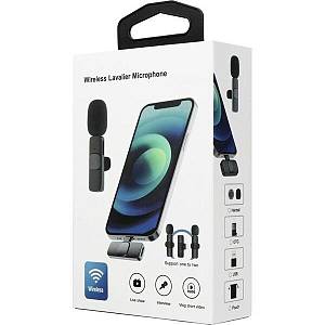 Wireless lavalier microphone Type C double with long hair (2 in set) K1 white
