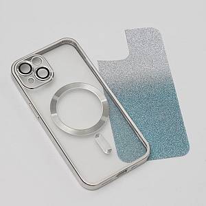 Apple iPhone 15 Pro - Glitter Chrome Magsafe case Silver Gradient