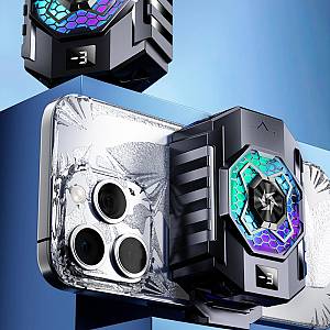 Techsuit - Phone Cooler (SL31) - with Digital Display, Gear Button, Lights, Fast Cooling - Black