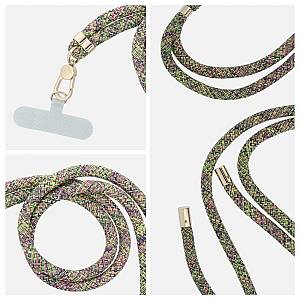 SWING (8mm) Phone lanyard, Phone pendant,adjustable length,cord length 165cm on the shoulder or neck grey-green-pink