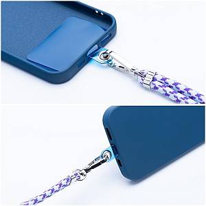 SWING (6mm) Phone lanyard, Phone pendant adjustable length cord length 165cm (max 82.5cm in the loop) on the shoulder white purp