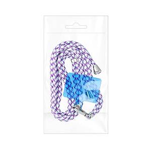 SWING (6mm) Phone lanyard, Phone pendant adjustable length cord length 165cm (max 82.5cm in the loop) on the shoulder white purp