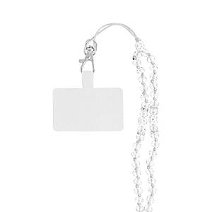 Crystal Diamond Phone lanyard, Phone pendant / cord length 74cm (37cm in the loop) / on neck - white