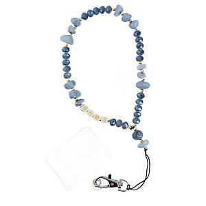 LOVE Phone lanyard,Phone pendant,cord length 44cm (22cm in the loop)on hand lite blue