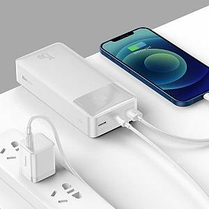 Baseus - Bipow Overseas Edition Power Bank 30000mAh 15W με 2 Θύρες USB-A και Θύρα Type C Λευκό