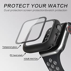 Θήκη Προστασία PC + Tempered Glass Sonique για Apple Watch Apple Watch 4/5/6/SE/SE 22 44mm Μπλε Σκούρο