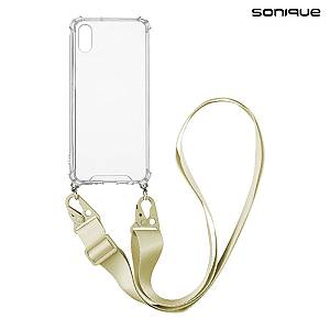 Θήκη Σιλικόνης με Strap Sonique Armor Clear Apple iPhone X / iPhone XS Μπεζ